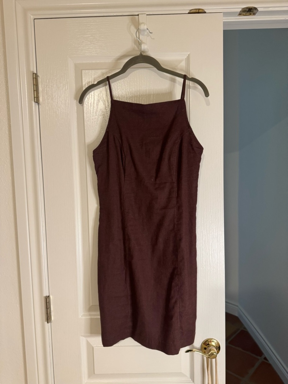 Abercrombie Linen-Blend Boatneck Low Back Mini Dress Size Small Tall